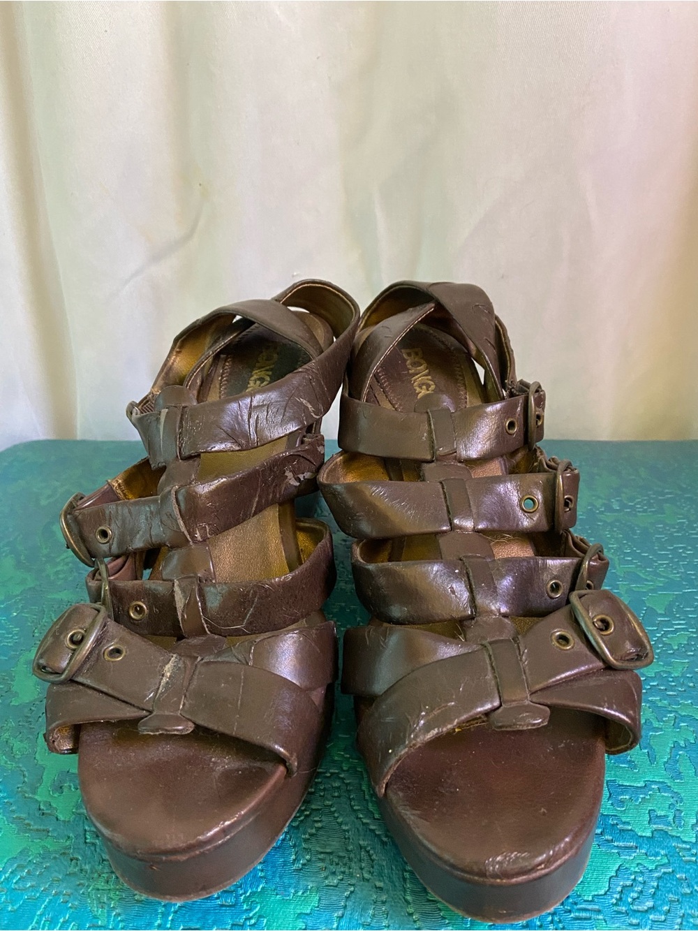 BONGO Brown Strappy Platform Sandals